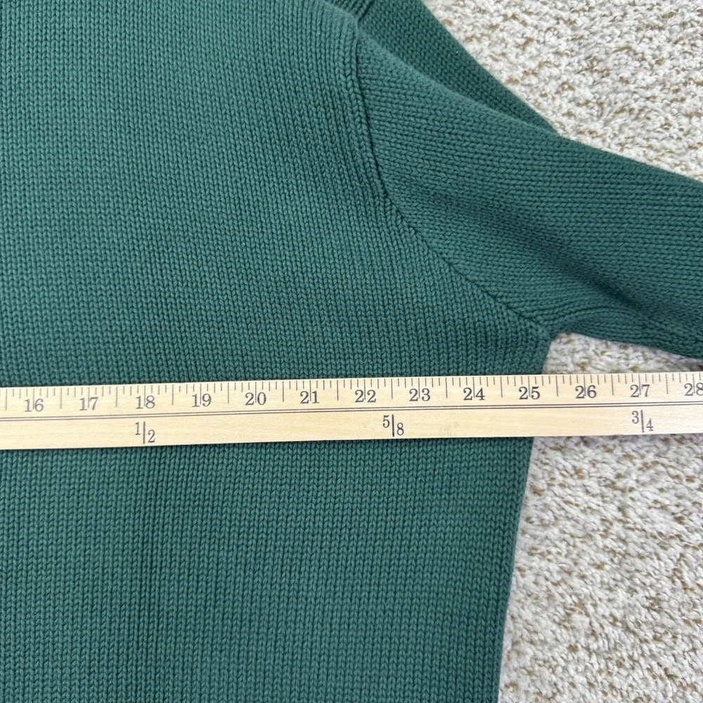 Polo Ralph Lauren Sweater Mens L Green Cotton Knit Crew Pullover Chunky‎ Heavy